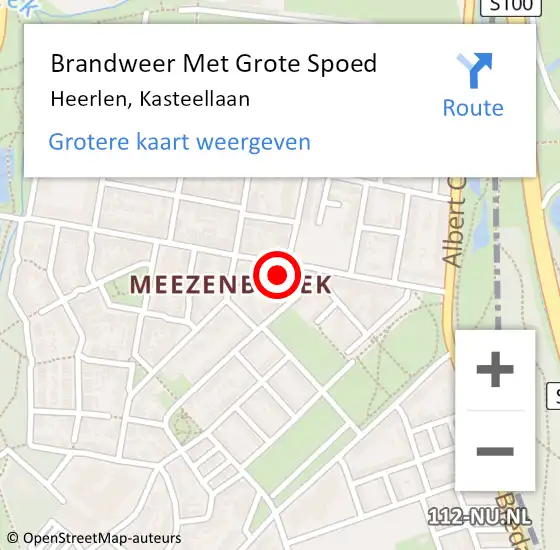 Locatie op kaart van de 112 melding: Brandweer Met Grote Spoed Naar Heerlen, Kasteellaan op 14 december 2024 17:57