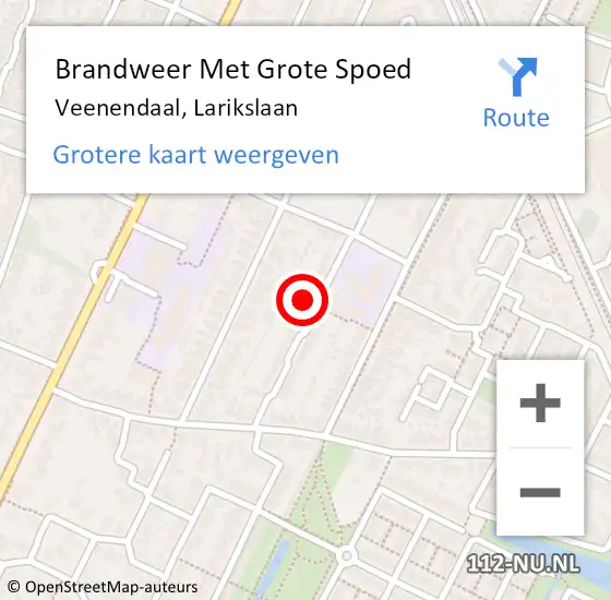 Locatie op kaart van de 112 melding: Brandweer Met Grote Spoed Naar Veenendaal, Larikslaan op 14 december 2024 18:05