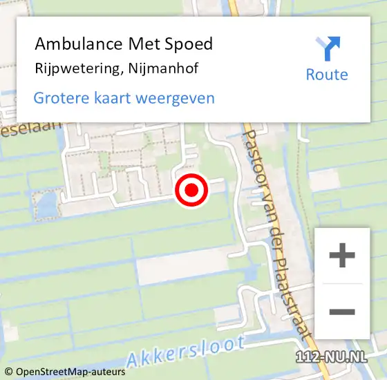 Locatie op kaart van de 112 melding: Ambulance Met Spoed Naar Rijpwetering, Nijmanhof op 14 december 2024 18:53