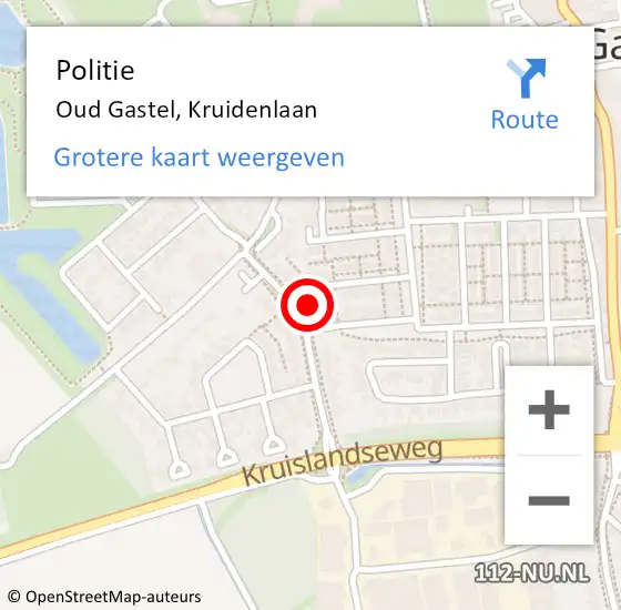 Locatie op kaart van de 112 melding: Politie Oud Gastel, Kruidenlaan op 14 december 2024 18:56