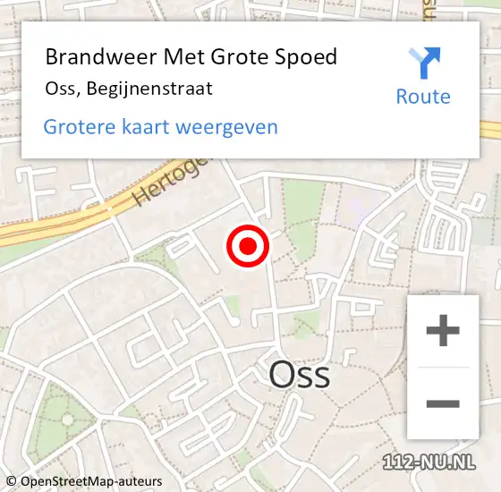 Locatie op kaart van de 112 melding: Brandweer Met Grote Spoed Naar Oss, Begijnenstraat op 14 december 2024 19:25