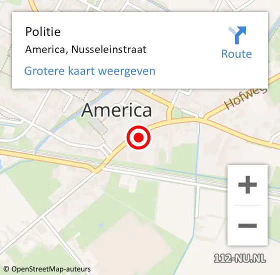 Locatie op kaart van de 112 melding: Politie America, Nusseleinstraat op 14 december 2024 19:41