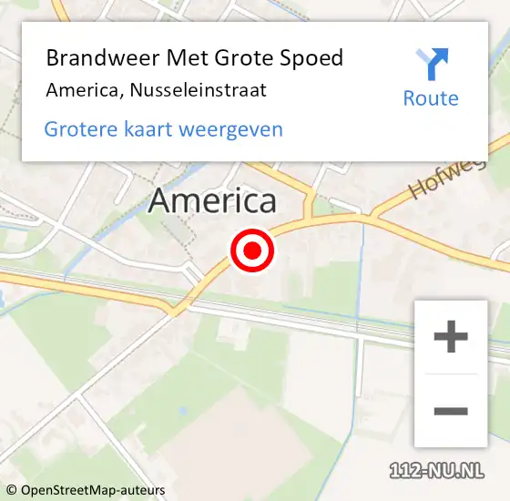 Locatie op kaart van de 112 melding: Brandweer Met Grote Spoed Naar America, Nusseleinstraat op 14 december 2024 19:42