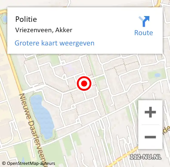 Locatie op kaart van de 112 melding: Politie Vriezenveen, Akker op 14 december 2024 19:47