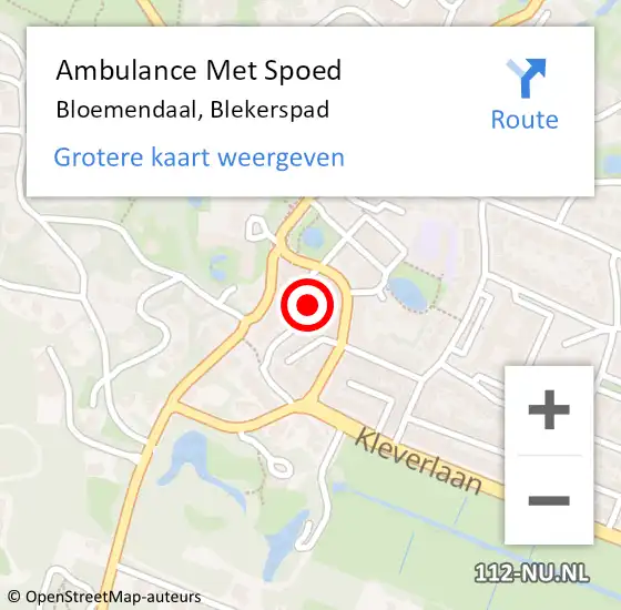 Locatie op kaart van de 112 melding: Ambulance Met Spoed Naar Bloemendaal, Blekerspad op 14 december 2024 20:17