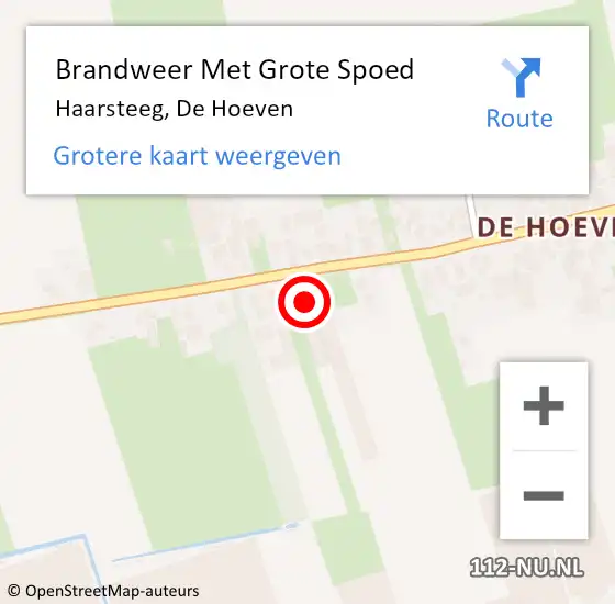 Locatie op kaart van de 112 melding: Brandweer Met Grote Spoed Naar Haarsteeg, De Hoeven op 14 december 2024 20:25