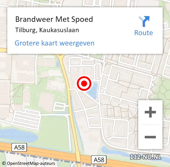 Locatie op kaart van de 112 melding: Brandweer Met Spoed Naar Tilburg, Kaukasuslaan op 14 december 2024 20:33