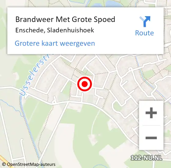 Locatie op kaart van de 112 melding: Brandweer Met Grote Spoed Naar Enschede, Sladenhuishoek op 14 december 2024 20:45