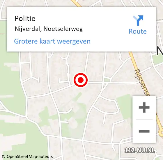 Locatie op kaart van de 112 melding: Politie Nijverdal, Noetselerweg op 14 december 2024 20:58