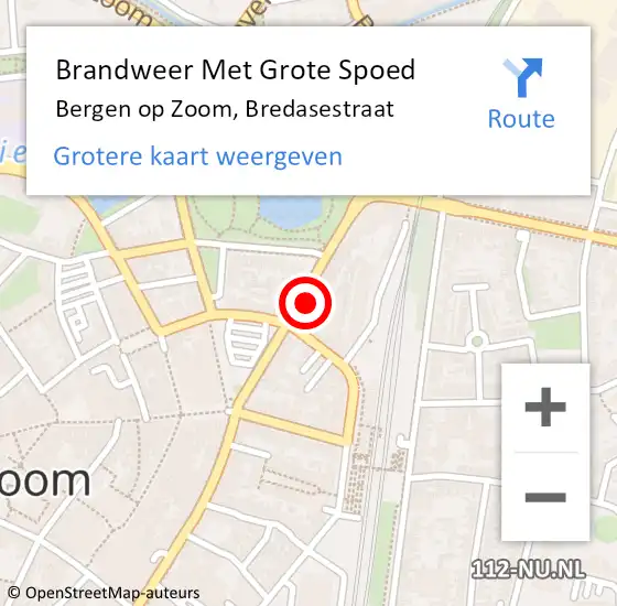 Locatie op kaart van de 112 melding: Brandweer Met Grote Spoed Naar Bergen op Zoom, Bredasestraat op 14 december 2024 21:00