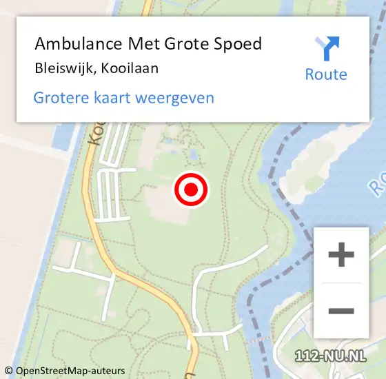 Locatie op kaart van de 112 melding: Ambulance Met Grote Spoed Naar Bleiswijk, Kooilaan op 14 december 2024 21:01