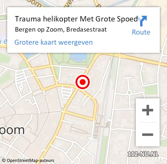 Locatie op kaart van de 112 melding: Trauma helikopter Met Grote Spoed Naar Bergen op Zoom, Bredasestraat op 14 december 2024 21:01