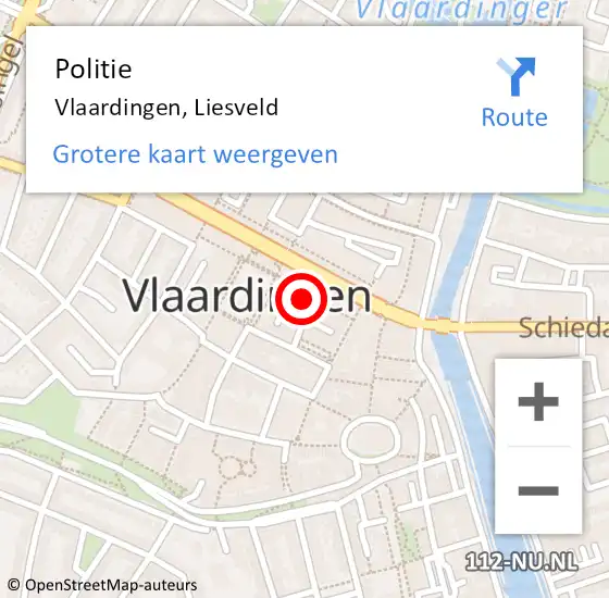 Locatie op kaart van de 112 melding: Politie Vlaardingen, Liesveld op 14 december 2024 21:07