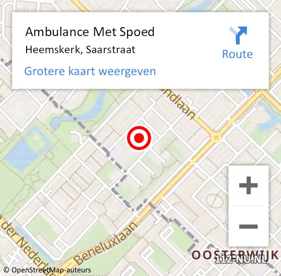 Locatie op kaart van de 112 melding: Ambulance Met Spoed Naar Heemskerk, Saarstraat op 14 december 2024 21:33