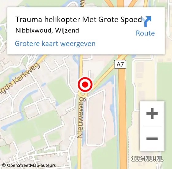 Locatie op kaart van de 112 melding: Trauma helikopter Met Grote Spoed Naar Nibbixwoud, Wijzend op 14 december 2024 21:52