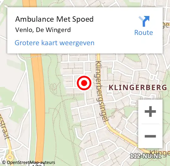 Locatie op kaart van de 112 melding: Ambulance Met Spoed Naar Venlo, De Wingerd op 30 oktober 2014 12:13