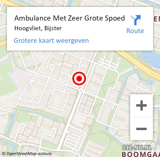 Locatie op kaart van de 112 melding: Ambulance Met Zeer Grote Spoed Naar Hoogvliet, Bijster op 14 december 2024 22:05