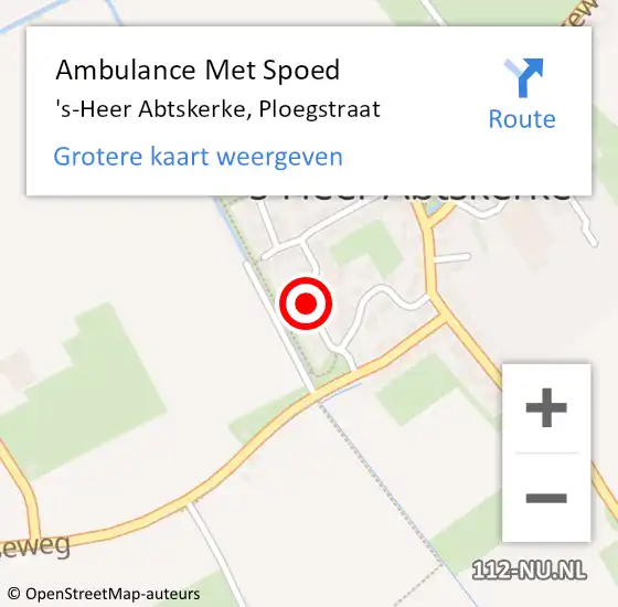 Locatie op kaart van de 112 melding: Ambulance Met Spoed Naar 's-Heer Abtskerke, Ploegstraat op 19 oktober 2013 10:31