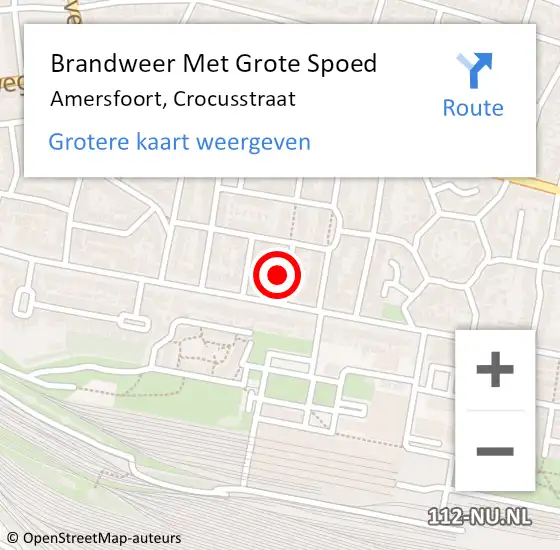 Locatie op kaart van de 112 melding: Brandweer Met Grote Spoed Naar Amersfoort, Crocusstraat op 14 december 2024 22:28