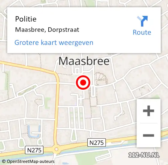 Locatie op kaart van de 112 melding: Politie Maasbree, Dorpstraat op 14 december 2024 22:54