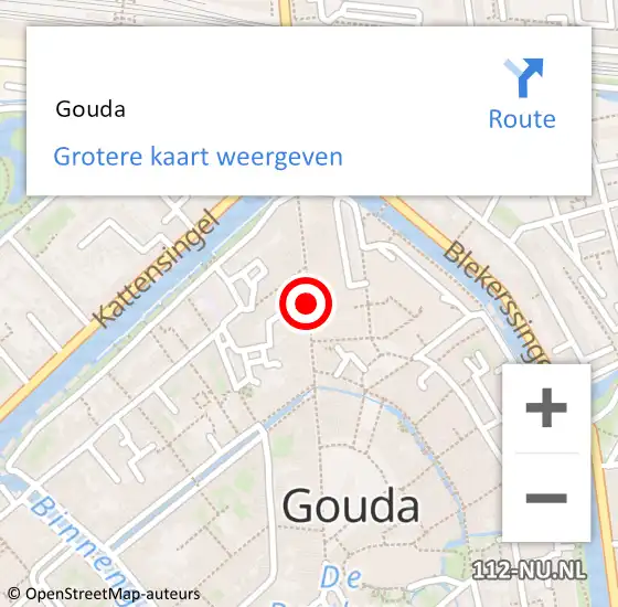 Locatie op kaart van de 112 melding:  Gouda op 14 december 2024 23:02