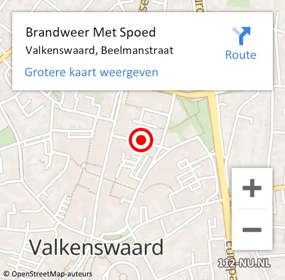 Locatie op kaart van de 112 melding: Brandweer Met Spoed Naar Valkenswaard, Beelmanstraat op 14 december 2024 23:36