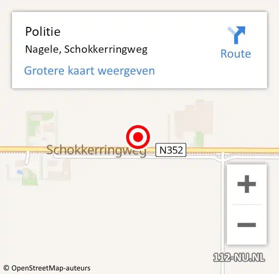 Locatie op kaart van de 112 melding: Politie Nagele, Schokkerringweg op 14 december 2024 23:38