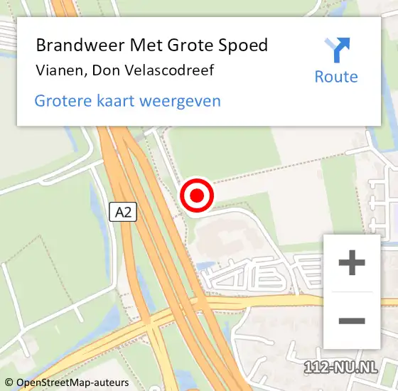 Locatie op kaart van de 112 melding: Brandweer Met Grote Spoed Naar Vianen, Don Velascodreef op 14 december 2024 23:53