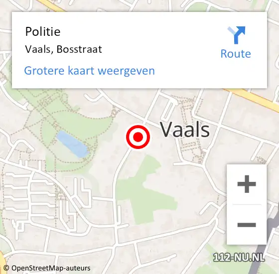 Locatie op kaart van de 112 melding: Politie Vaals, Bosstraat op 15 december 2024 00:07