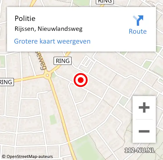 Locatie op kaart van de 112 melding: Politie Rijssen, Nieuwlandsweg op 15 december 2024 00:14