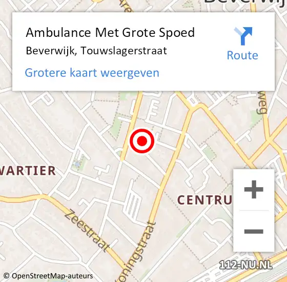 Locatie op kaart van de 112 melding: Ambulance Met Grote Spoed Naar Beverwijk, Touwslagerstraat op 15 december 2024 00:32