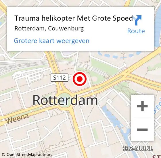 Locatie op kaart van de 112 melding: Trauma helikopter Met Grote Spoed Naar Rotterdam, Couwenburg op 15 december 2024 01:10