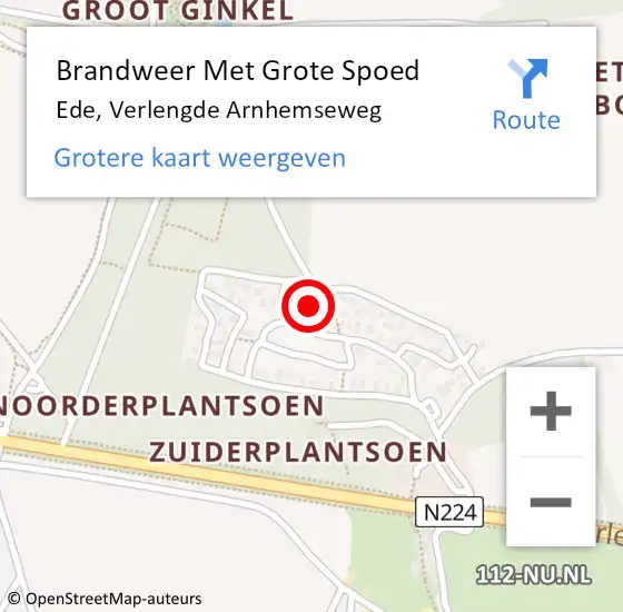 Locatie op kaart van de 112 melding: Brandweer Met Grote Spoed Naar Ede, Verlengde Arnhemseweg op 15 december 2024 01:13