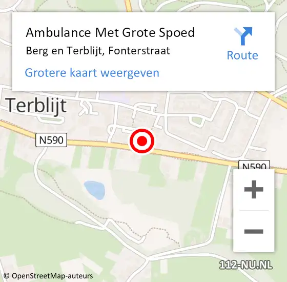 Locatie op kaart van de 112 melding: Ambulance Met Grote Spoed Naar Berg en Terblijt, Fonterstraat op 30 oktober 2014 12:26