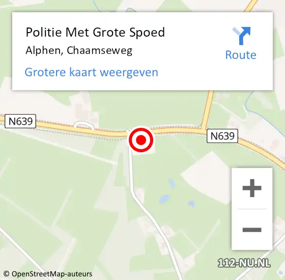 Locatie op kaart van de 112 melding: Politie Met Grote Spoed Naar Alphen, Chaamseweg op 15 december 2024 01:45