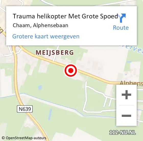 Locatie op kaart van de 112 melding: Trauma helikopter Met Grote Spoed Naar Chaam, Alphensebaan op 15 december 2024 01:48