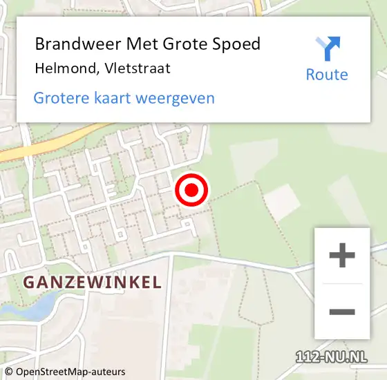 Locatie op kaart van de 112 melding: Brandweer Met Grote Spoed Naar Helmond, Vletstraat op 15 december 2024 01:50