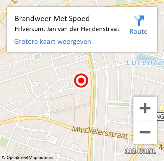 Locatie op kaart van de 112 melding: Brandweer Met Spoed Naar Hilversum, Jan van der Heijdenstraat op 15 december 2024 01:58