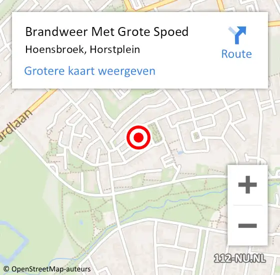 Locatie op kaart van de 112 melding: Brandweer Met Grote Spoed Naar Hoensbroek, Horstplein op 30 oktober 2014 12:28