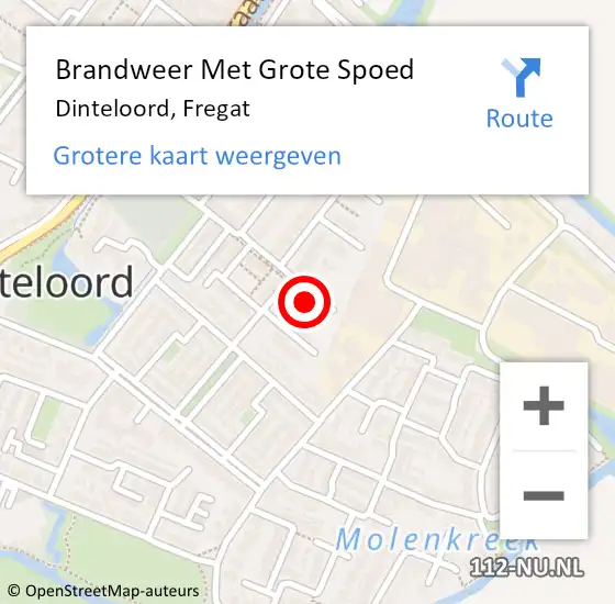 Locatie op kaart van de 112 melding: Brandweer Met Grote Spoed Naar Dinteloord, Fregat op 15 december 2024 02:23