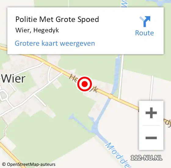 Locatie op kaart van de 112 melding: Politie Met Grote Spoed Naar Wier, Hegedyk op 15 december 2024 02:30