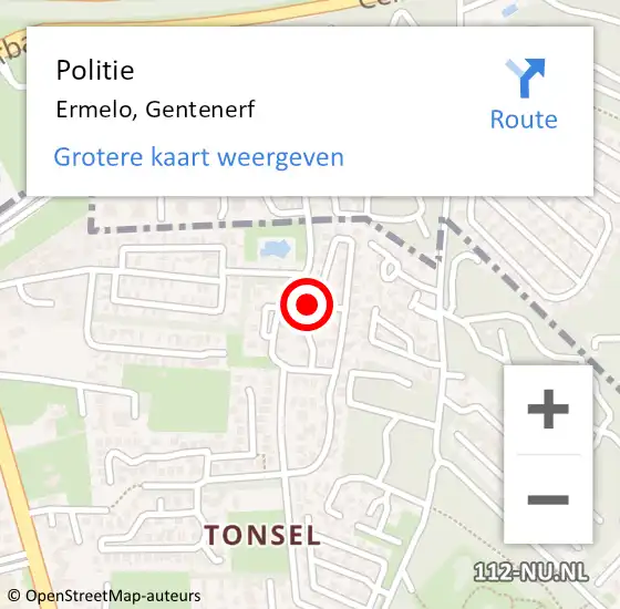 Locatie op kaart van de 112 melding: Politie Ermelo, Gentenerf op 15 december 2024 02:30