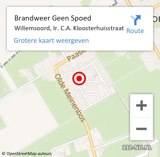 Locatie op kaart van de 112 melding: Brandweer Geen Spoed Naar Willemsoord, Ir. C.A. Kloosterhuisstraat op 15 december 2024 02:59