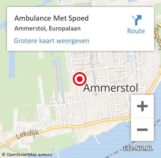 Locatie op kaart van de 112 melding: Ambulance Met Spoed Naar Ammerstol, Europalaan op 15 december 2024 03:22