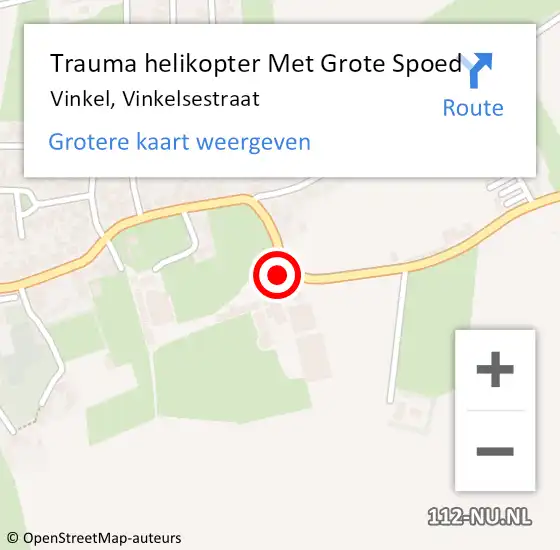 Locatie op kaart van de 112 melding: Trauma helikopter Met Grote Spoed Naar Vinkel, Vinkelsestraat op 15 december 2024 03:44