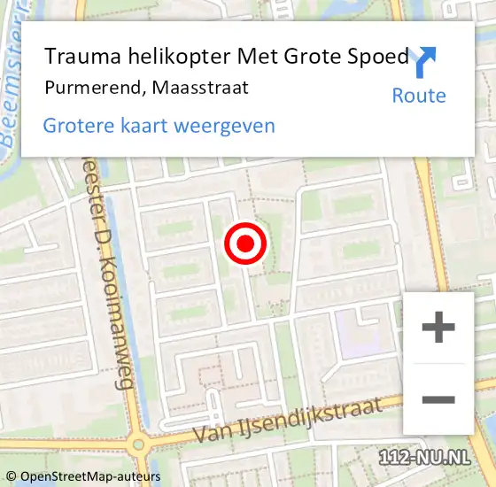 Locatie op kaart van de 112 melding: Trauma helikopter Met Grote Spoed Naar Purmerend, Maasstraat op 15 december 2024 04:20