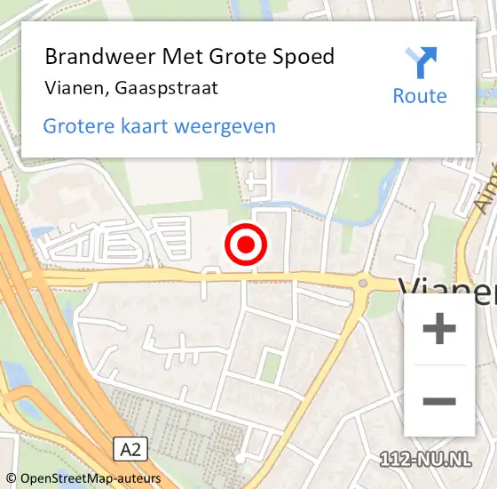 Locatie op kaart van de 112 melding: Brandweer Met Grote Spoed Naar Vianen, Gaaspstraat op 15 december 2024 05:42