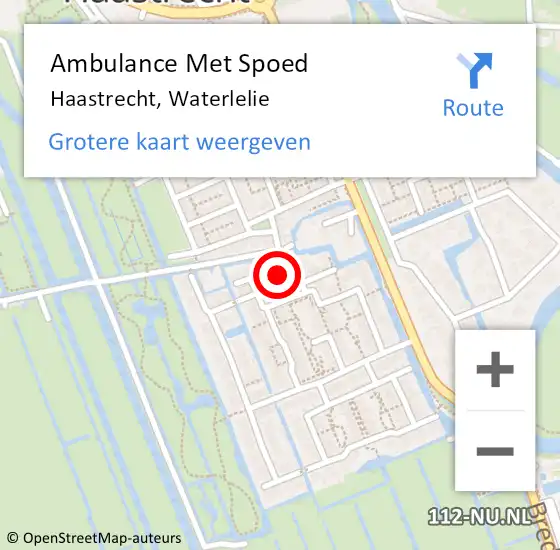 Locatie op kaart van de 112 melding: Ambulance Met Spoed Naar Haastrecht, Waterlelie op 15 december 2024 05:51