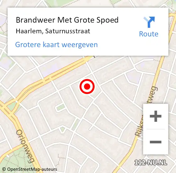 Locatie op kaart van de 112 melding: Brandweer Met Grote Spoed Naar Haarlem, Saturnusstraat op 15 december 2024 06:29