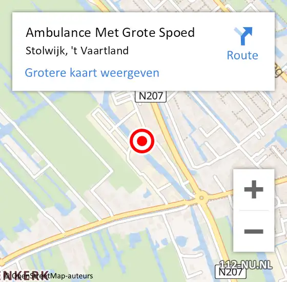 Locatie op kaart van de 112 melding: Ambulance Met Grote Spoed Naar Stolwijk, 't Vaartland op 15 december 2024 07:15